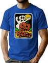 11 Vintage Halloween Trick Or Treat Ghost With Pumpkin T-Shirt for Men & Women, T-Shirts Graphic Tee - Blue