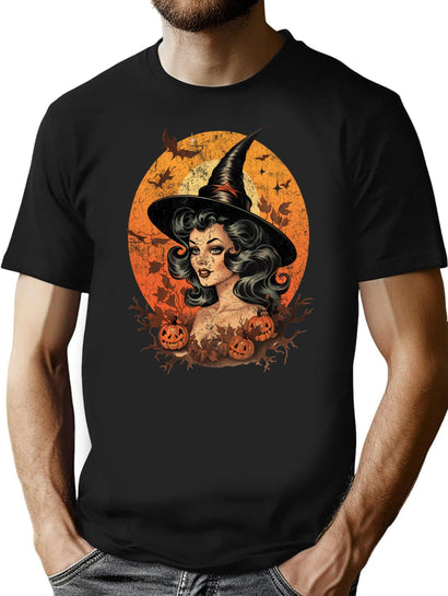110 Vintage Witch - Halloween Design T-Shirt for Men & Women, T-Shirts Graphic Tee - Black