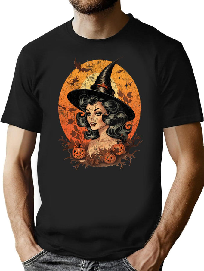 110 Vintage Witch - Halloween Design T-Shirt for Men & Women, T-Shirts Graphic Tee - Black