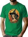 110 Vintage Witch - Halloween Design T-Shirt for Men & Women, T-Shirts Graphic Tee - Green
