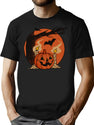 114 Vintages Men Pumpkins Scenes Halloween T-Shirt for Men & Women, T-Shirts Graphic Tee - Black