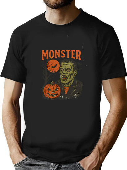 115 Vintage Monster Halloween T-Shirt Bats Pumpkin Full Moon Graphic T-Shirt for Men & Women, T-Shirts Graphic Tee - Black