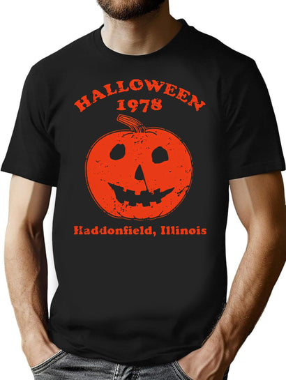 118 Halloween 1978 Holiday Spooky Gift Myers Pumpkin Haddonfield T-Shirt for Men & Women, T-Shirts Graphic Tee - Black