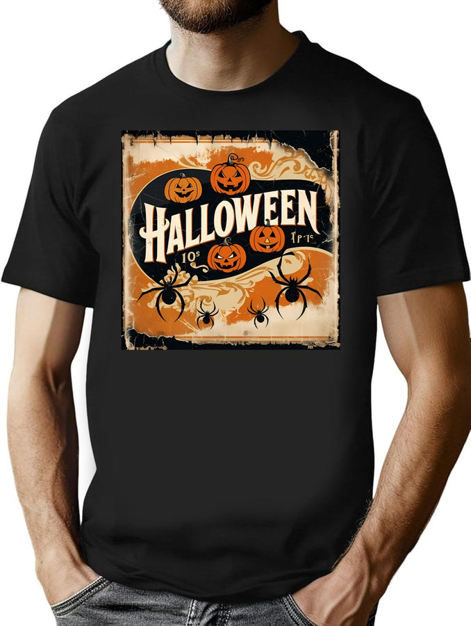 120 Retro Vintage Halloween T-Shirt for Men & Women, T-Shirts Graphic Tee - Black