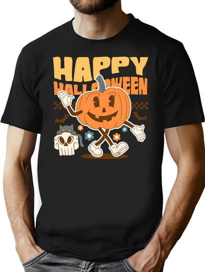 135 Happy Halloween T-Shirt for Men & Women, T-Shirts Graphic Tee - Black