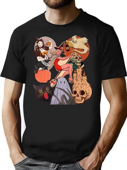 139 Vintage Halloween Collage T-Shirt for Men & Women, T-Shirts Graphic Tee - Black