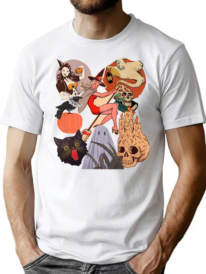 139 Vintage Halloween Collage T-Shirt for Men & Women, T-Shirts Graphic Tee - Black