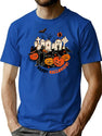 146 Halloween R.I.P. Pumpkins Circle Illustration T-Shirt for Men & Women, T-Shirts Graphic Tee - Blue