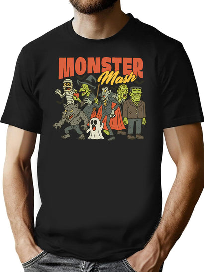 147 Monsters Retro Halloween Horror Movie Vintage Vampire Spooky Season Ghost Party T-Shirt for Men & Women, T-Shirts Graphic Tee - Black