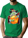 148 Halloween Wicked Witch Carving Pumpkin - Vintage Style Art T-Shirt for Men & Women, T-Shirts Graphic Tee - Green
