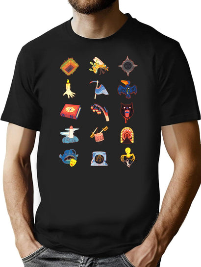 15 Fears Risograph Icons T-Shirt for Men & Women, T-Shirts Graphic Tee - Black