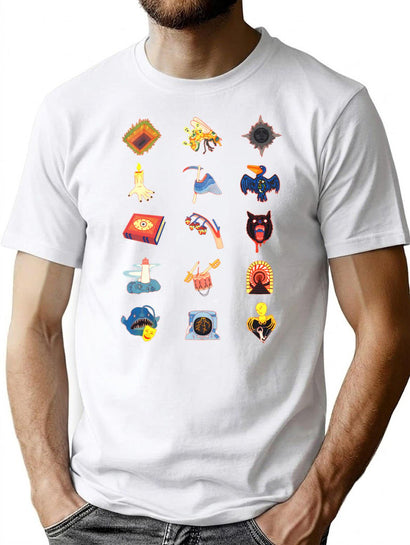 15 Fears Risograph Icons T-Shirt for Men & Women, T-Shirts Graphic Tee - Black