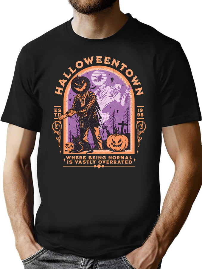 150 Vintage Halloweentown 1998 Retro Halloween Pumpkin Halloween Pumpkins Fall Season Spooky Season T-Shirt for Men & Women, T-Shirts Graphic Tee - Black