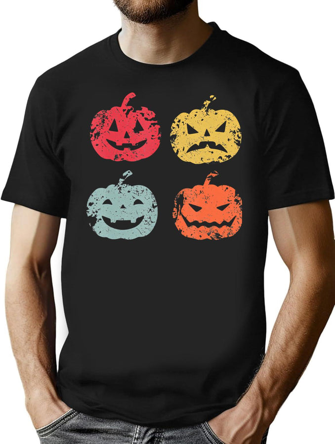 153 Pumpkin Halloween Retro T-Shirt for Men & Women, T-Shirts Graphic Tee - Black