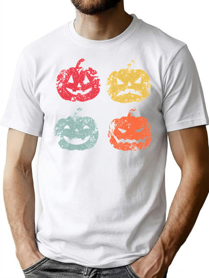 153 Pumpkin Halloween Retro T-Shirt for Men & Women, T-Shirts Graphic Tee - Black