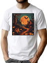 161 Halloween Scary House T-Shirt for Men & Women, T-Shirts Graphic Tee - White