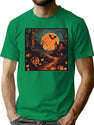 161 Halloween Scary House T-Shirt for Men & Women, T-Shirts Graphic Tee - Green