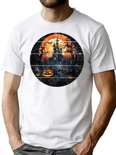 165 Halloween Haunted House T-Shirt for Men & Women, T-Shirts Graphic Tee - Black