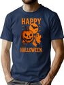168 Happy Halloween Vintage Pumpkin Ghost T-Shirt T-Shirt for Men & Women, T-Shirts Graphic Tee - Navy