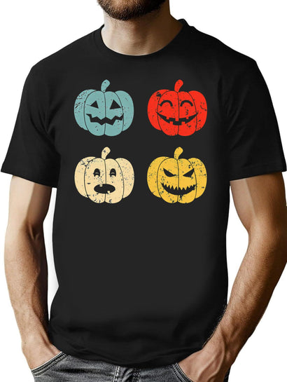 172 Vintage Jackolantern Carvings T-Shirt for Men & Women, T-Shirts Graphic Tee - Black