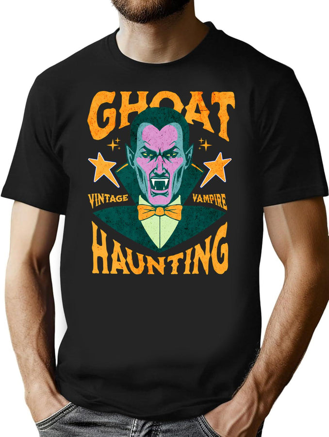 182 Ghost Haunting Halloween Vintage Vampire Jack-O-Lantern T-Shirt for Men & Women, T-Shirts Graphic Tee - Black
