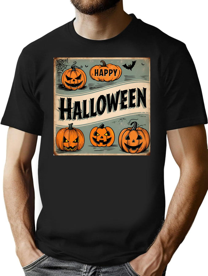 184 Vintage Halloween Illustration T-Shirt for Men & Women, T-Shirts Graphic Tee - Black