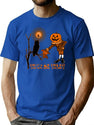 188 Trick Or Treat Scarecrow Witch Owl Moon T-Shirt for Men & Women, T-Shirts Graphic Tee - Blue