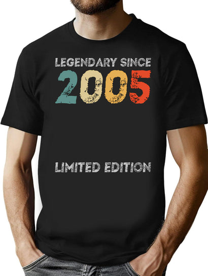 18Th Birthday Legendary Since 2005 Vintage T-Shirt for Men & Women, T-Shirts Graphic Tee - Black