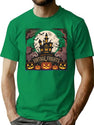194 Vintage Halloween Spooky Mansion - Retro Haunted Night Art T-Shirt for Men & Women, T-Shirts Graphic Tee - Green