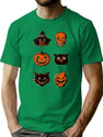 196 Vintage Spooky Halloween Heads T-Shirt for Men & Women, T-Shirts Graphic Tee - Green