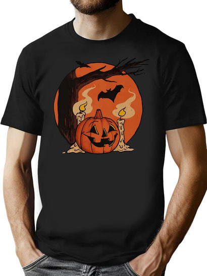 197 Retro Spooky Pumpkin T-Shirt for Men & Women, T-Shirts Graphic Tee - Black