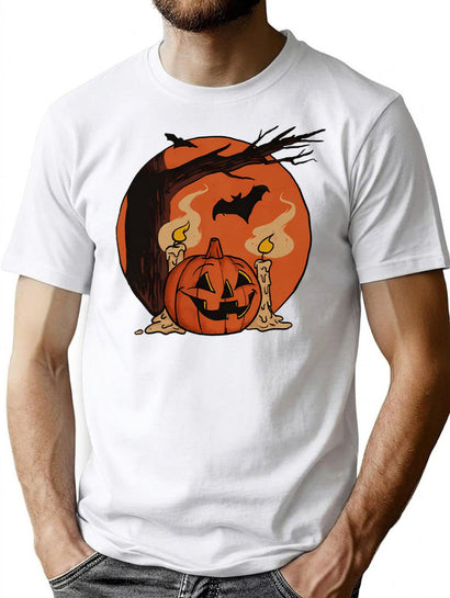 197 Retro Spooky Pumpkin T-Shirt for Men & Women, T-Shirts Graphic Tee - Black