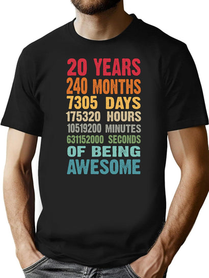 20 Years 240 Months Being Awesome 20Th Birthday Teen Gifts T-Shirt for Men & Women, T-Shirts Graphic Tee - Black