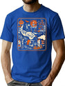 208 Vintage Halloween Night T-Shirt for Men & Women, T-Shirts Graphic Tee - Blue