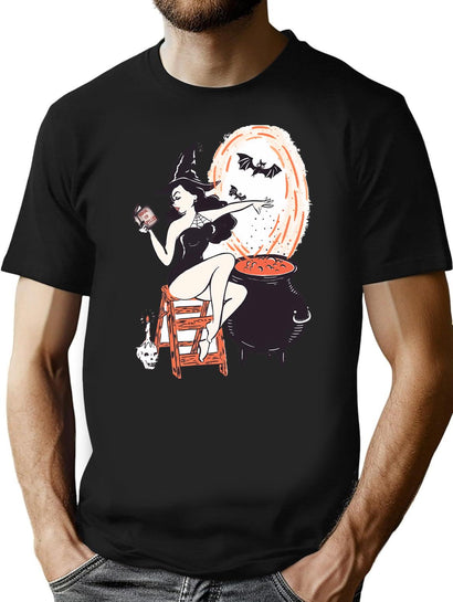 220 Sexy Witch Babe T-Shirt for Men & Women, T-Shirts Graphic Tee - Black