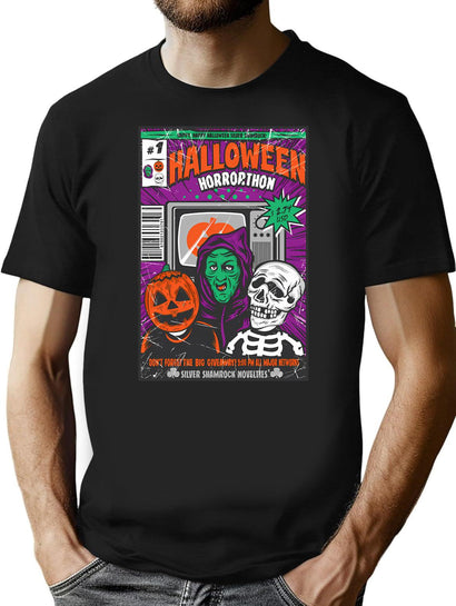 221 Halloween Horrorthon T-Shirt for Men & Women, T-Shirts Graphic Tee - Black