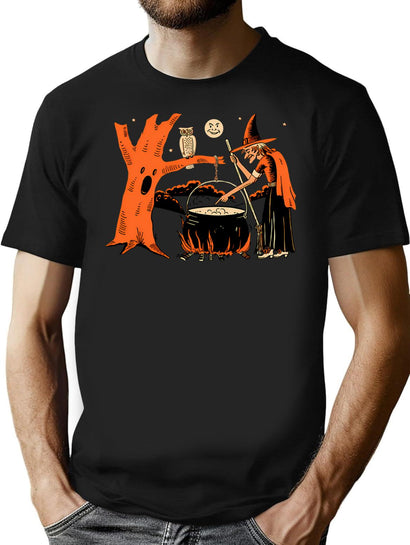 228 1940S Vintage Halloween Witch T-Shirt for Men & Women, T-Shirts Graphic Tee - Black