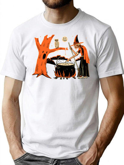 228 1940S Vintage Halloween Witch T-Shirt for Men & Women, T-Shirts Graphic Tee - Black