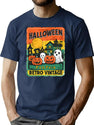 233 Happy Halloween Pumpkin Retro Vintage T-Shirt for Men & Women, T-Shirts Graphic Tee - Navy