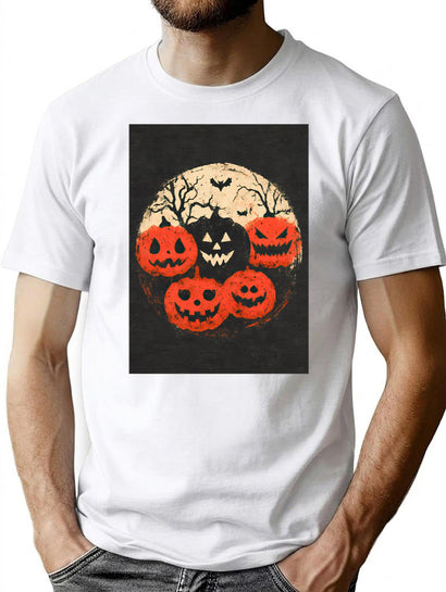 237 Vintage Distressed Halloween Night Scene T-Shirt for Men & Women, T-Shirts Graphic Tee - Black