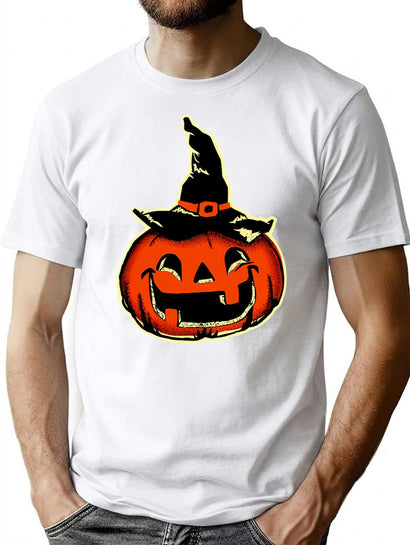 239 Vintage Halloween Witch Pumpkin T-Shirt for Men & Women, T-Shirts Graphic Tee - Black