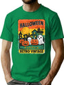 243 Happy Halloween Pumpkin Retro Vintage T-Shirt for Men & Women, T-Shirts Graphic Tee - Green