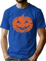 252 Vintage Halloween Pumpkin Design Retro Sunset Style T-Shirt for Men & Women, T-Shirts Graphic Tee - Blue