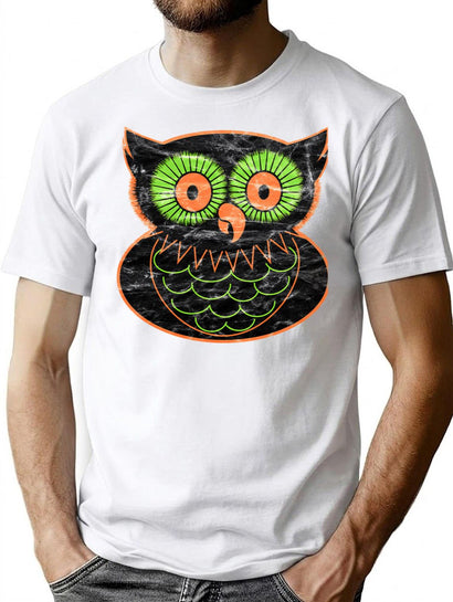 254 Vintage Halloween Owl T-Shirt for Men & Women, T-Shirts Graphic Tee - Black