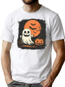 259 Spooky Ghost And Jack-O'-Lantern T-Shirt for Men & Women, T-Shirts Graphic Tee - White