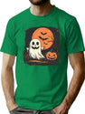 259 Spooky Ghost And Jack-O'-Lantern T-Shirt for Men & Women, T-Shirts Graphic Tee - Green