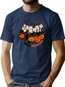 262 Halloween Scene With A Circle Of Gravestones A Witch-Hat Pumpkin And A Spooky Pumpkin T-Shirt for Men & Women, T-Shirts Graphic Tee - Navy