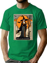 265 Vintage Witch Halloween Postcard T-Shirt for Men & Women, T-Shirts Graphic Tee - Green