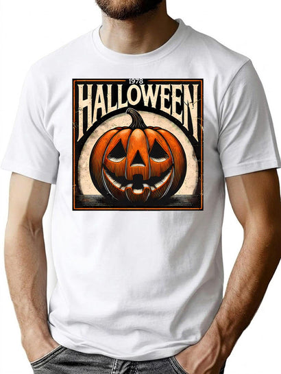 266 Vintage Halloween 1978 Pumpkin Poster T-Shirt for Men & Women, T-Shirts Graphic Tee - Black