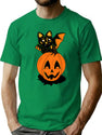 268 Retro Bat Jack-O'-Lantern T-Shirt for Men & Women, T-Shirts Graphic Tee - Green